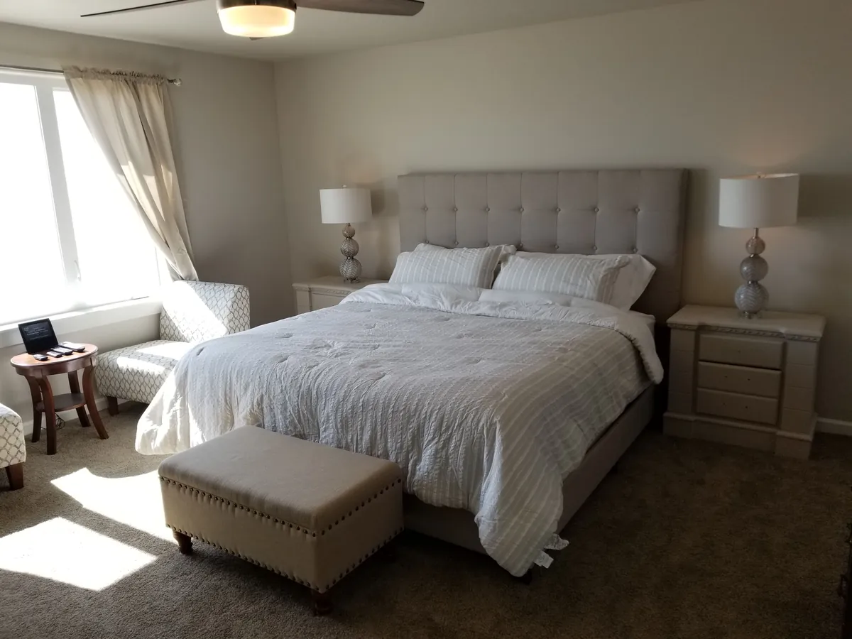 Primary bedroom at Beach Escape